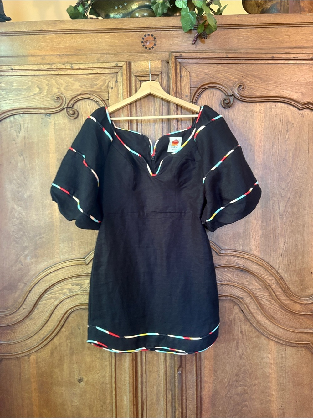FARM Rio Black Colored Stripes Mini-Dress - Picture 5 of 16